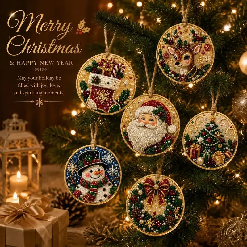 ⏳ Siste dag med 49 % rabatt – 🎄Nybegynnervennlig DIY-diamantmalingssett med juleperler og edelstener | 6 festlige motiver med glitrende perler, fasetterte edelstener og 3D-lagdelte detalje