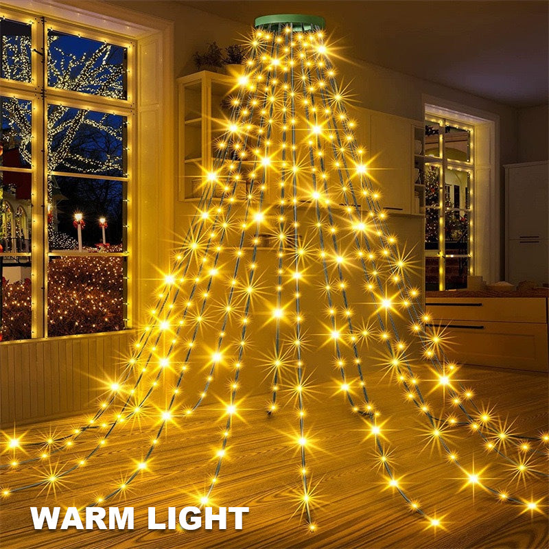 🎄 LED-ring juletrelys med femkantet stjerne 🎄