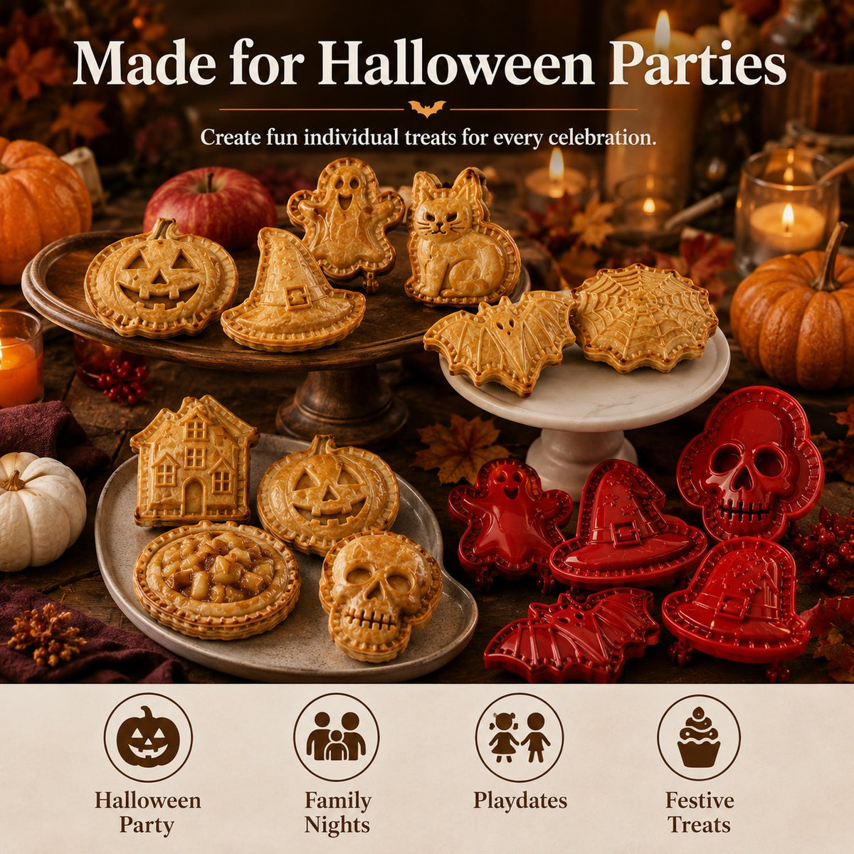 🎃 8-delers sett med former for små Halloween-paier
