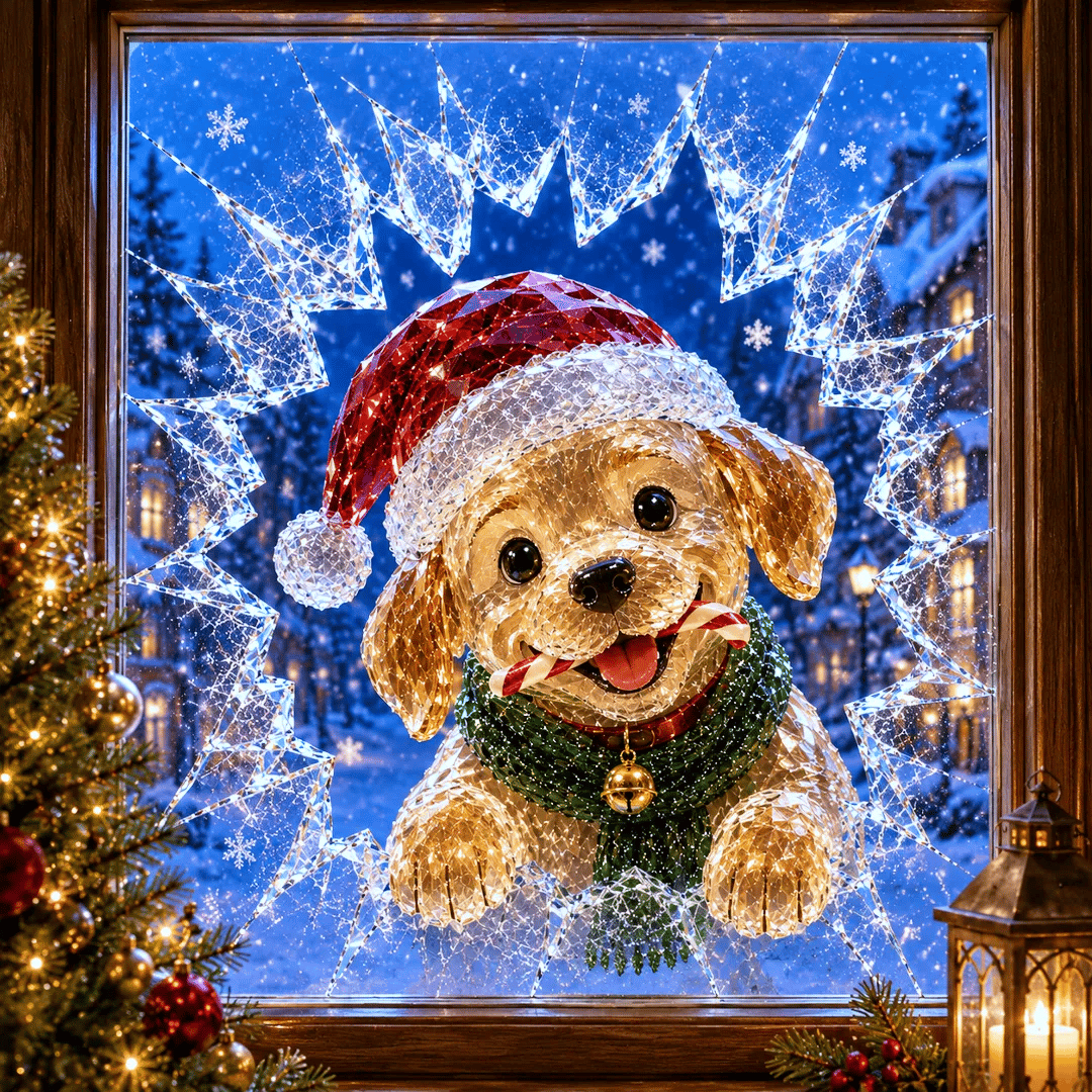 🔥HETEREA 49 % RABATT✨🎄Krystalljulevindu-innbruddsdekorasjon — 3D-dekorasjon av knust glassvind