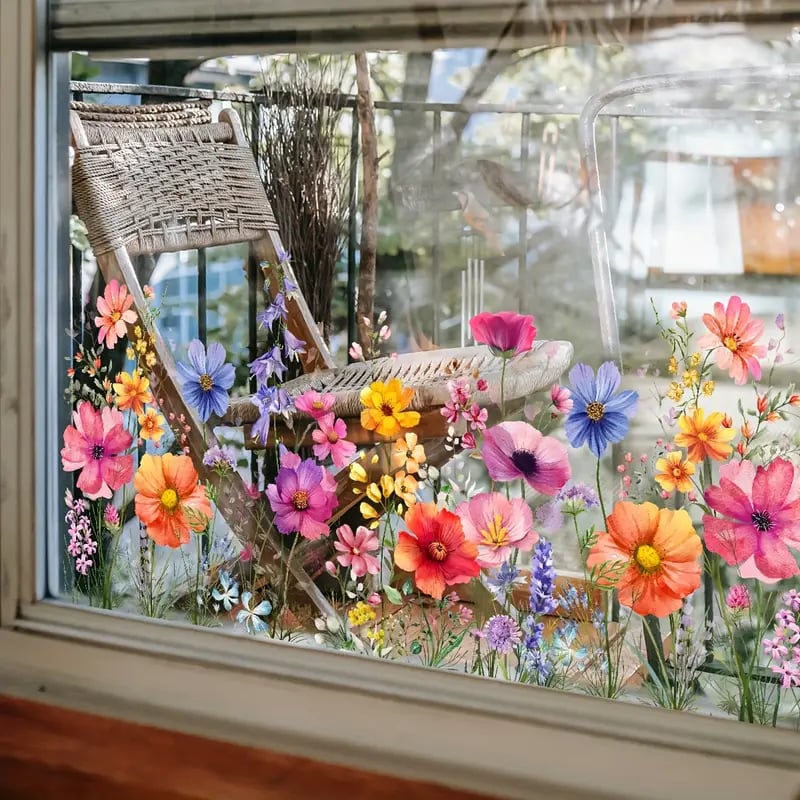 Kjøp 2 få 1 gratis💐Fargerik blomsterbukett vindusklistremerke
