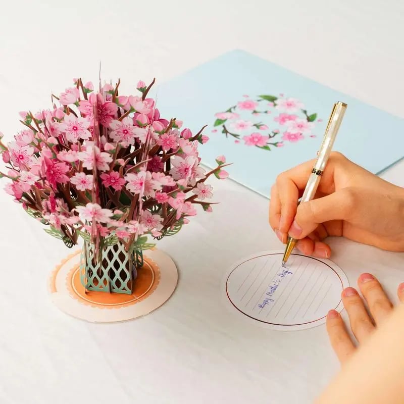 💌 Eksklusivt for Valentinsdagen: Pop-up-kort med 3D-kirsebærblomst – Det ultimate minnet for kortelskere ❤️