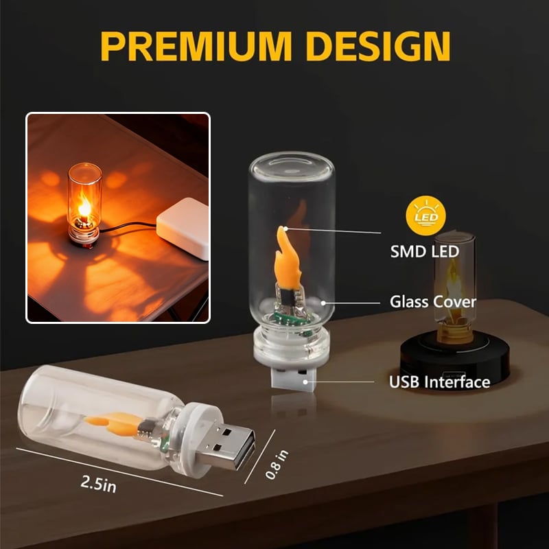 🔥USB-lampe med realistisk flamme