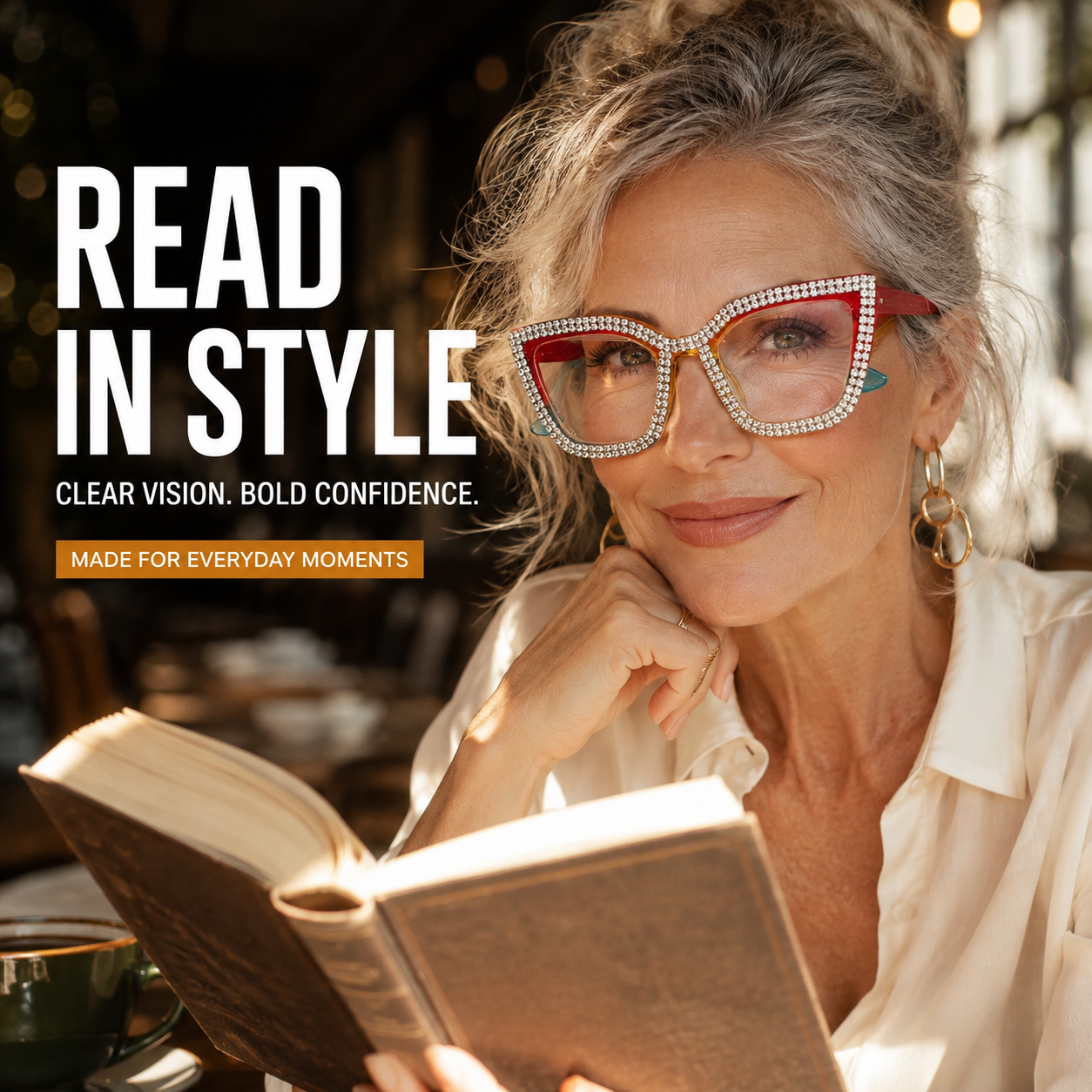 Cat-eye reading glasses with blue light protecti