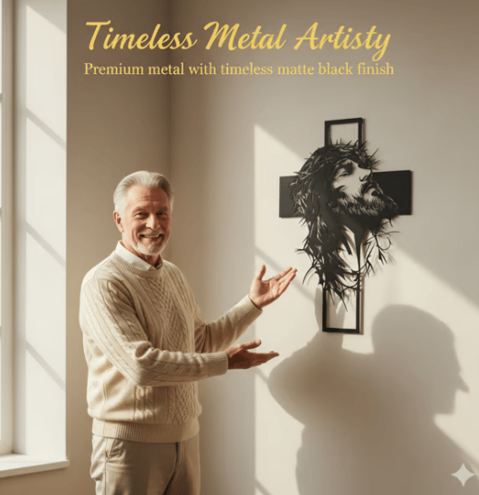 🔥🔥Jesus Kors Jernskjold Kristus Veggkunstdekorasjon✝️🖼️ Forbedr rommet ditt med åndelig eleganse 🙌