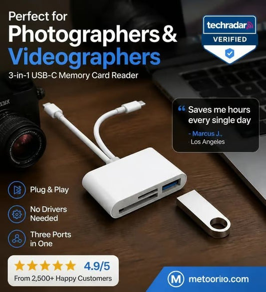 🏆Siste dag – 50 % rabatt🔥3-i-1 USB-C-minnekortleser