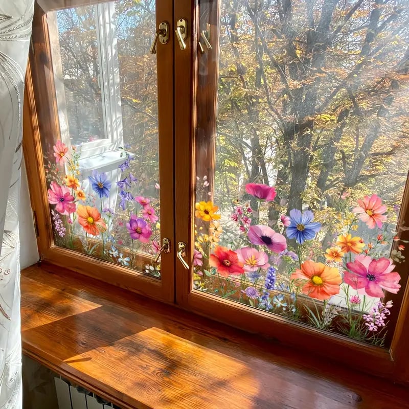 Kjøp 2 få 1 gratis💐Fargerik blomsterbukett vindusklistremerke