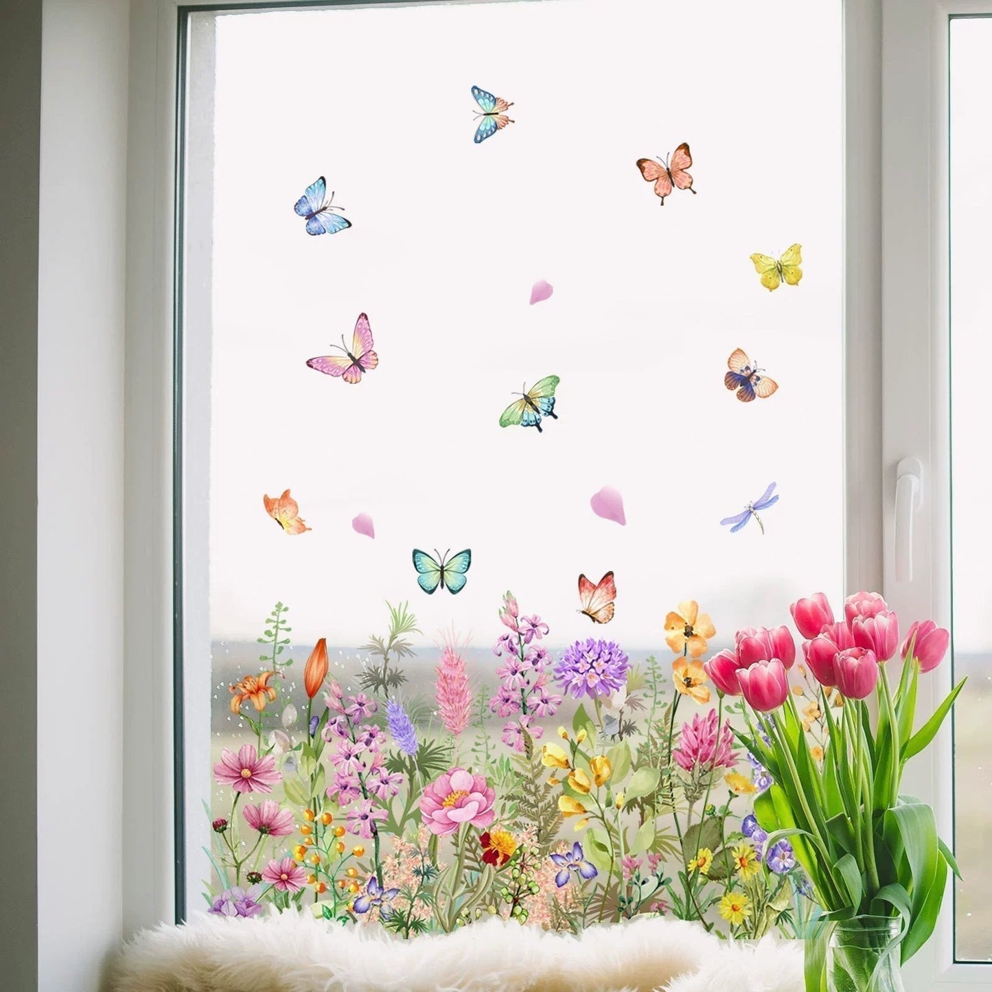 Kjøp 2 få 1 gratis💐Fargerik blomsterbukett vindusklistremerke
