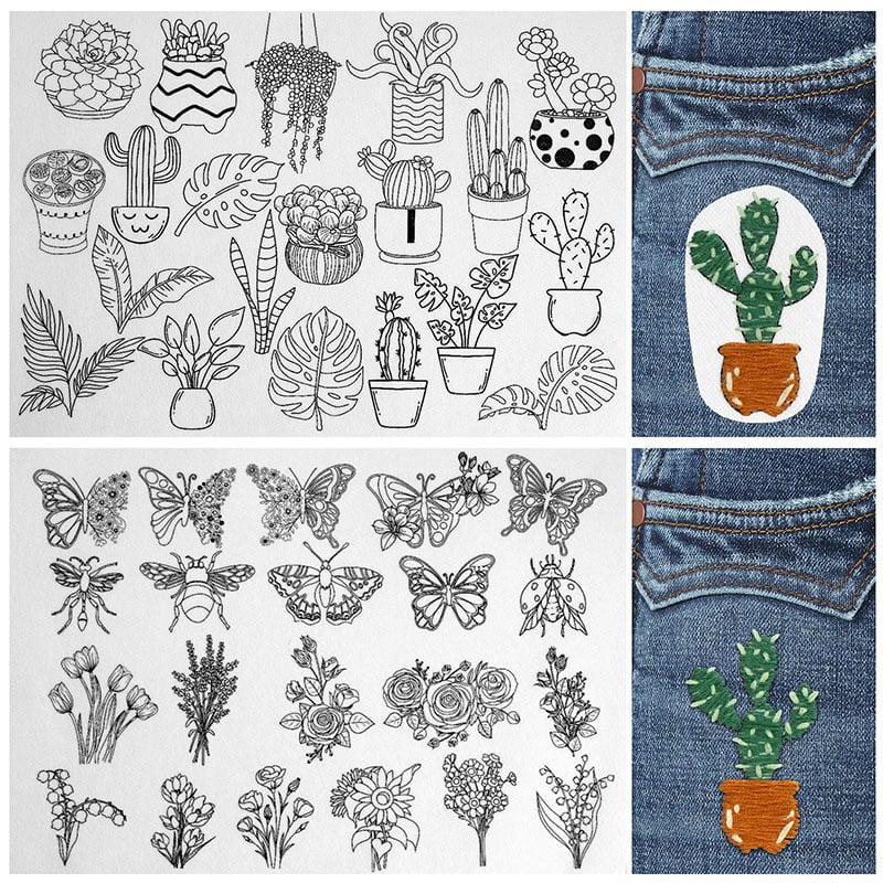 🌸Blomster Blomstermønstre Broderimønstre – Stick & Stitch for nybegynnere