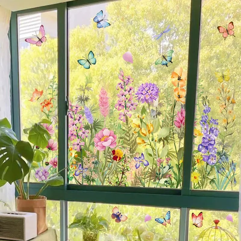 Kjøp 2 få 1 gratis💐Fargerik blomsterbukett vindusklistremerke