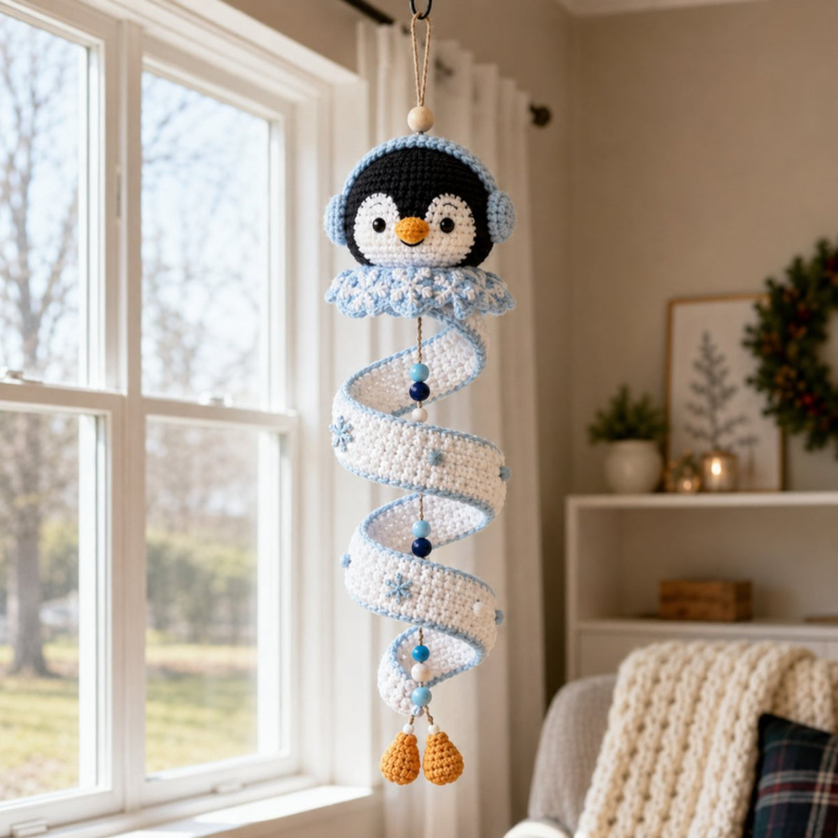 ☃️Siste dag 50 % RABATT - DIY spiralheklet snømannsett