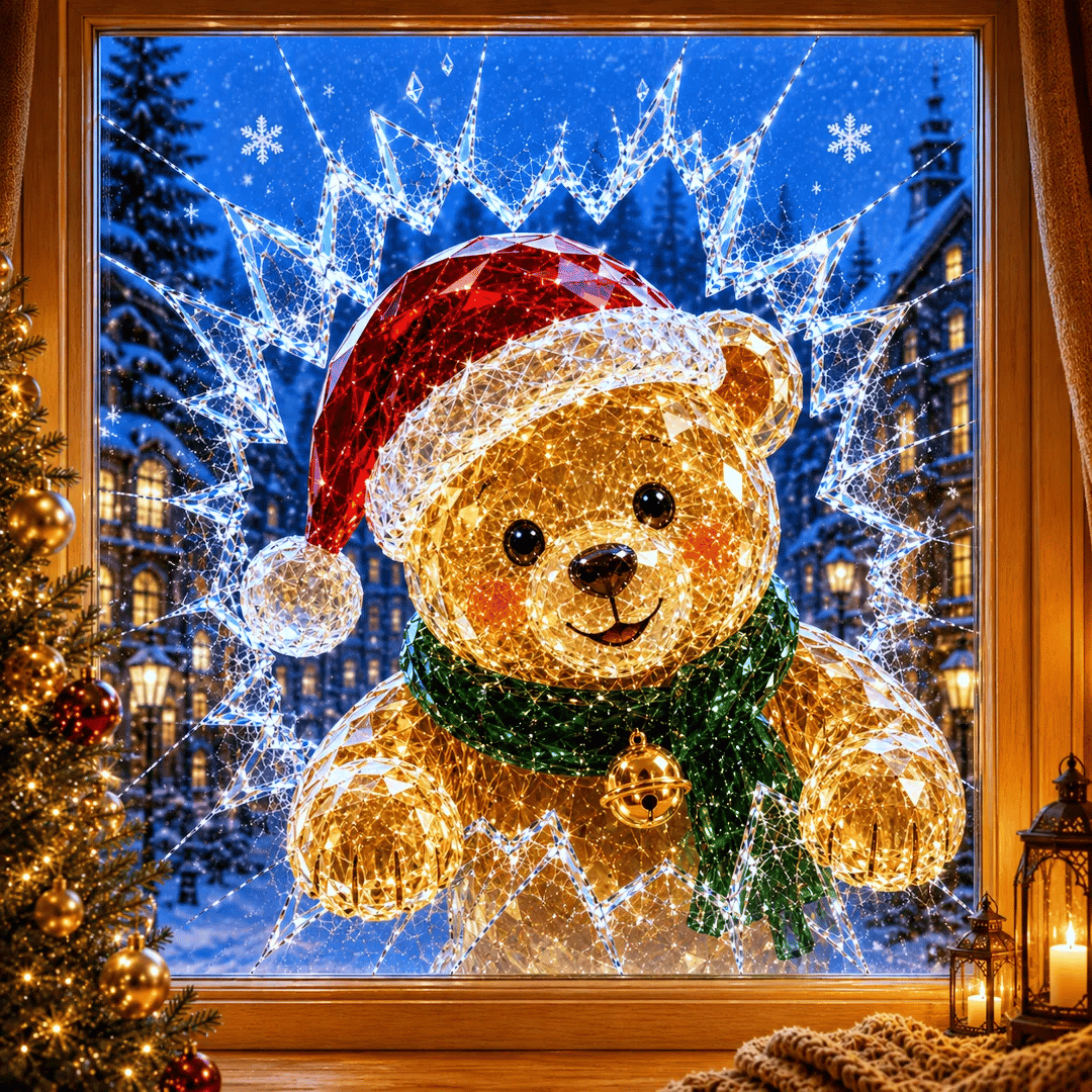 🔥HETEREA 49 % RABATT✨🎄Krystalljulevindu-innbruddsdekorasjon — 3D-dekorasjon av knust glassvind