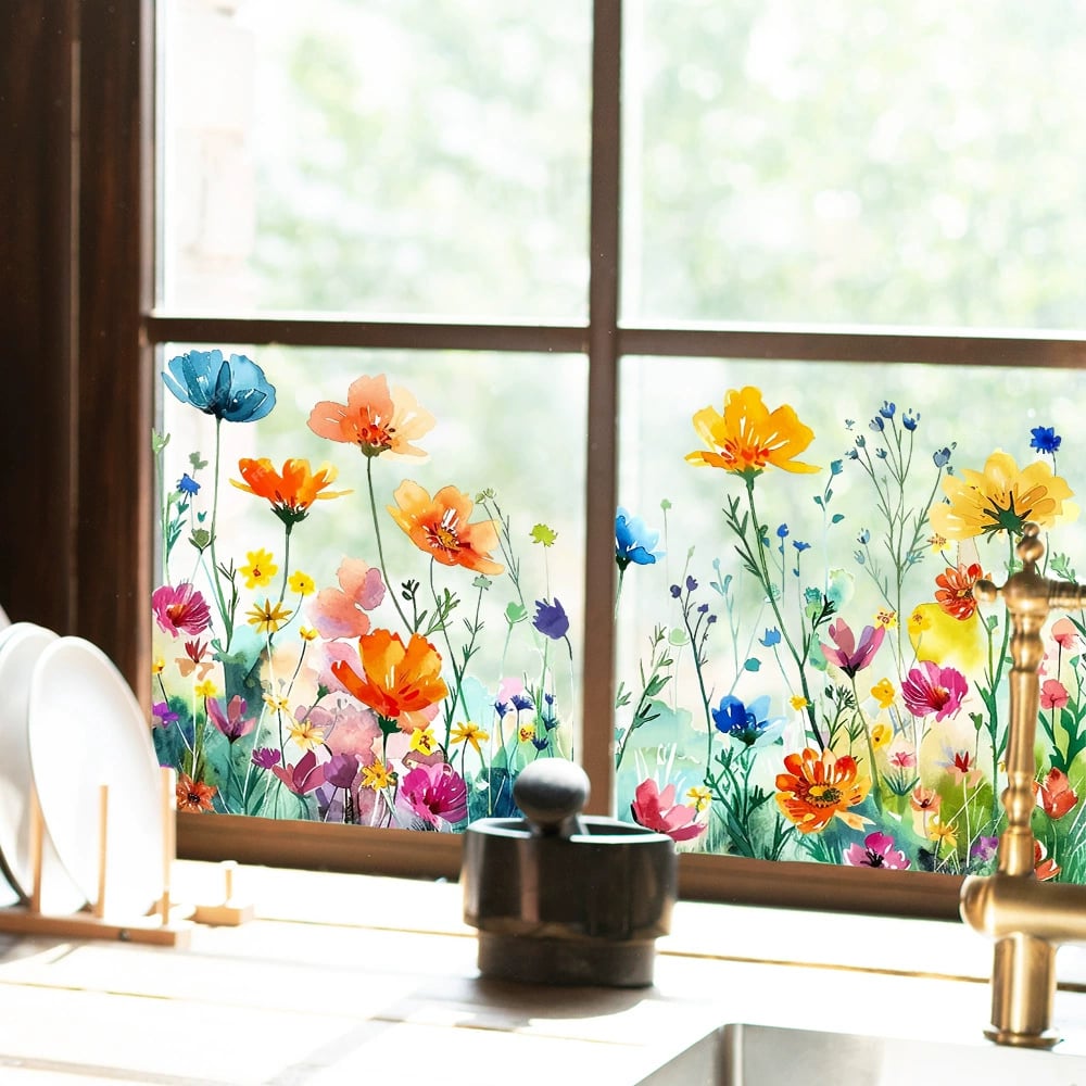 Kjøp 2 få 1 gratis💐Fargerik blomsterbukett vindusklistremerke
