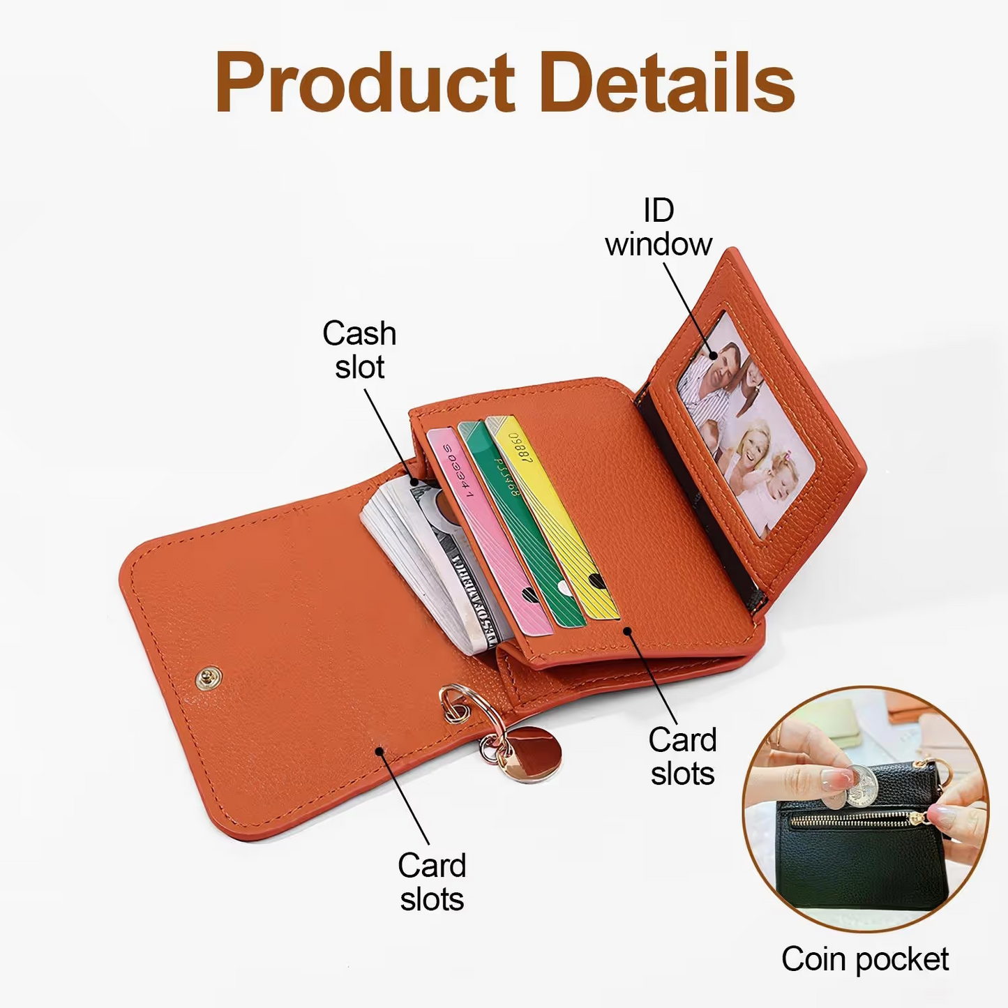 👜 Retro lommebok i håndstørrelse med plass til flere kort og en skjult lomme