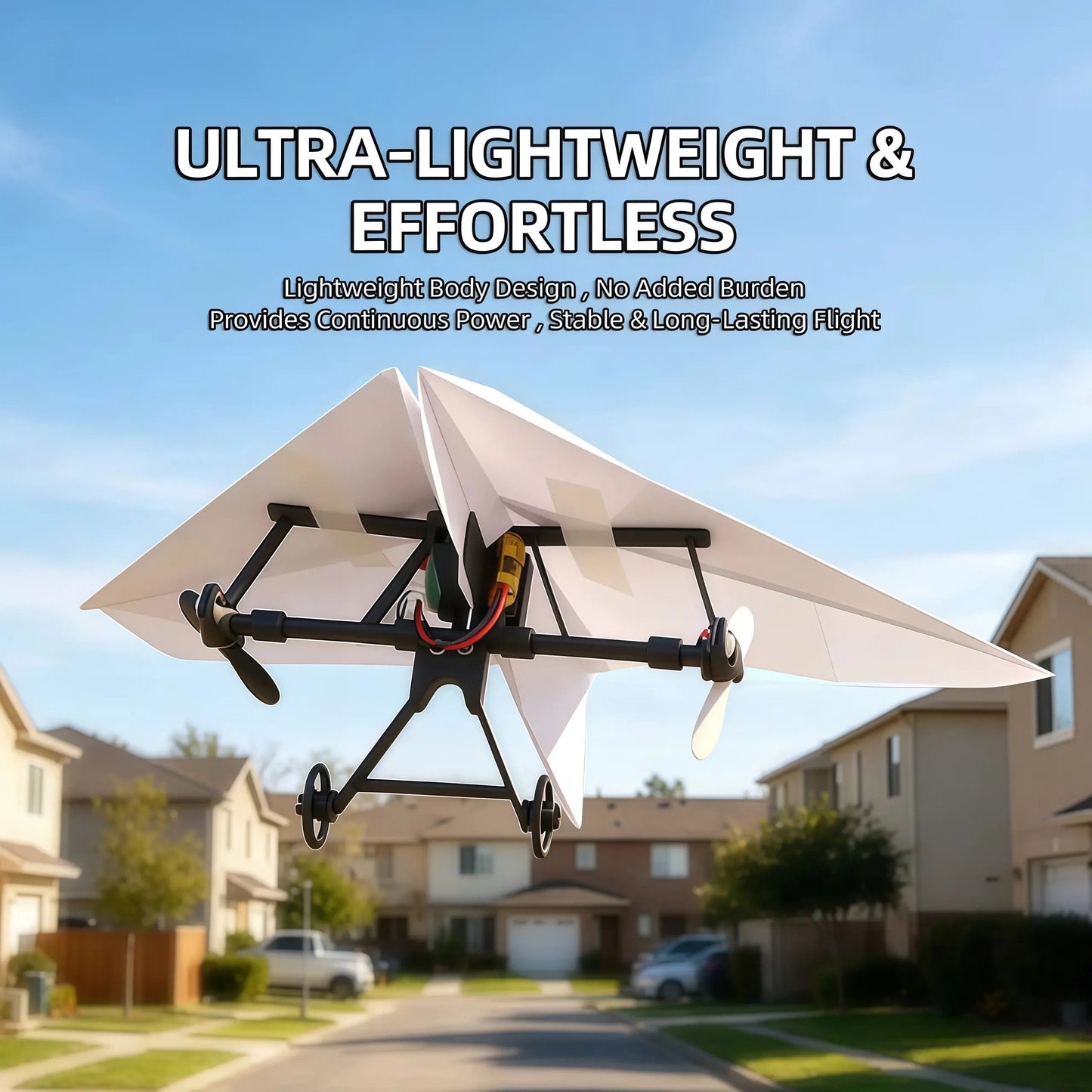 Hotfree motorisert fjernstyrt papirflysett (med gyroskopstabilisator) – DIY elektrisk fjernstyrt fly med to propeller, lett og sammenleggbar STEM-leke
