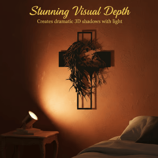 🔥🔥Jesus Kors Jernskjold Kristus Veggkunstdekorasjon✝️🖼️ Forbedr rommet ditt med åndelig eleganse 🙌
