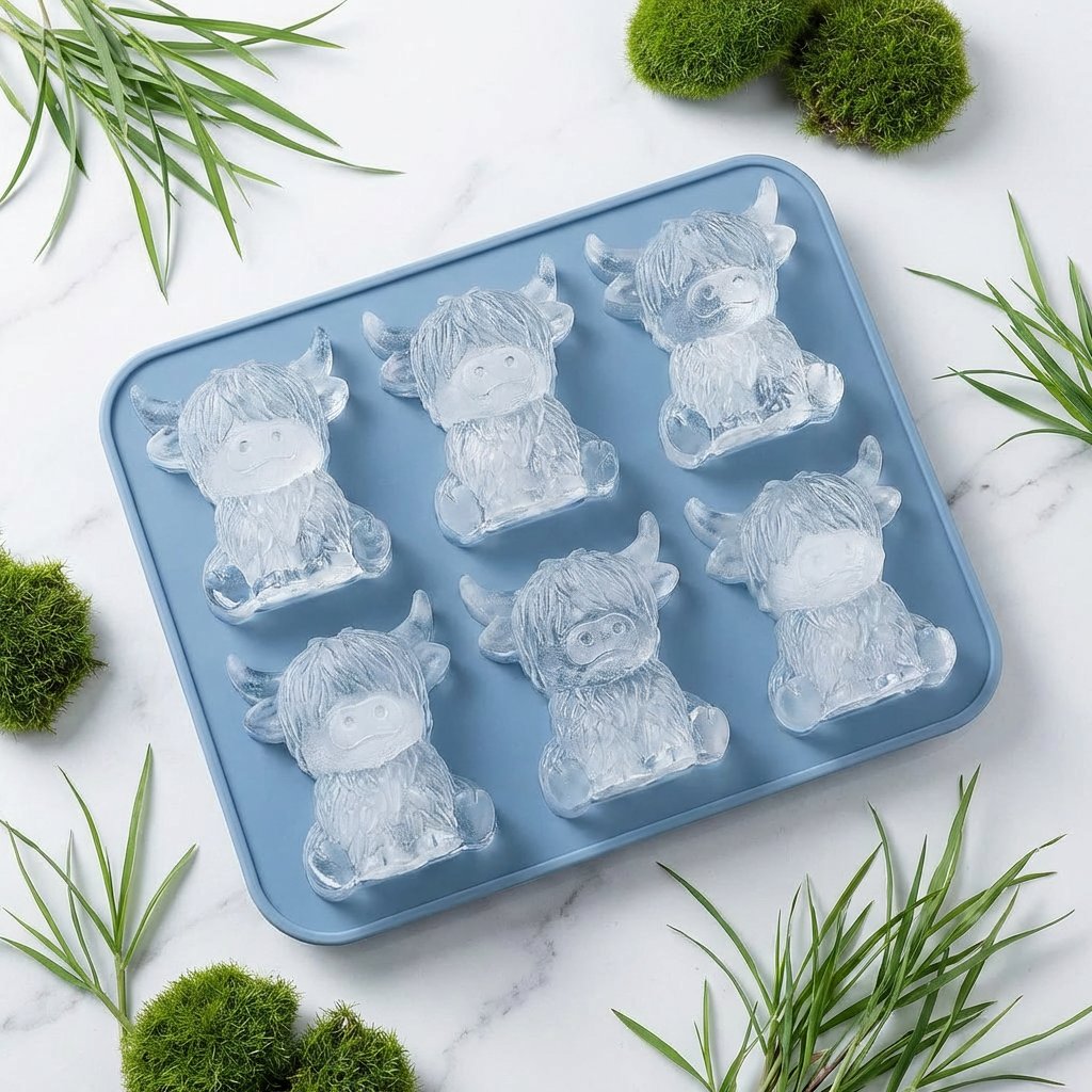 🐮 Mini isbitform av høylandsku – Søt 3D-is til drinker, fester og gave