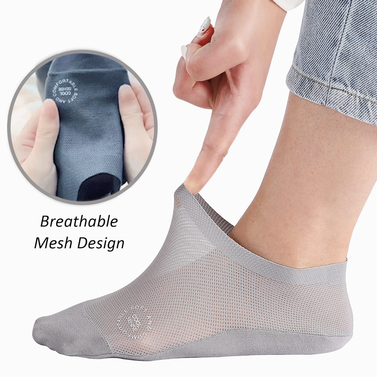 🔥 Pakke med 3 par usynlige sokker med sklisikker såle 🧦 – Pustende, lavskåret design med sklisikker og svetteabsorberende egenskape