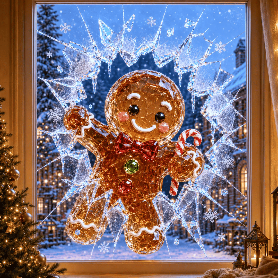 🔥HETEREA 49 % RABATT✨🎄Krystalljulevindu-innbruddsdekorasjon — 3D-dekorasjon av knust glassvind