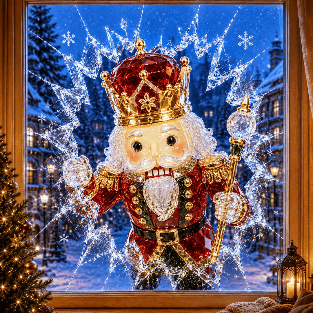 🔥HETEREA 49 % RABATT✨🎄Krystalljulevindu-innbruddsdekorasjon — 3D-dekorasjon av knust glassvind