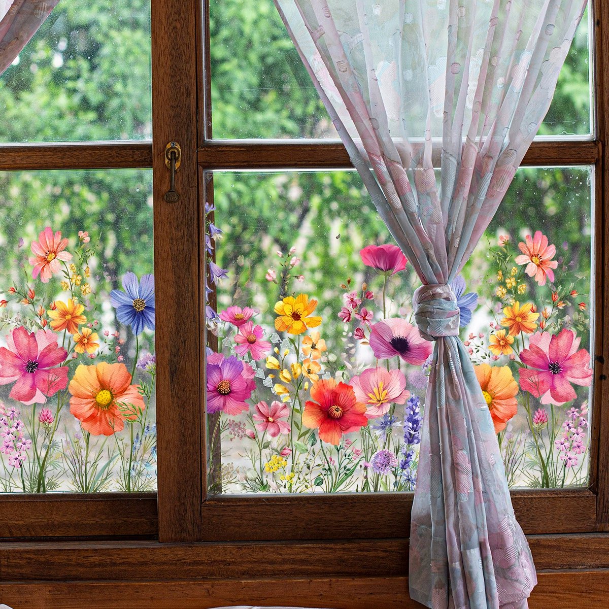 Kjøp 2 få 1 gratis💐Fargerik blomsterbukett vindusklistremerke