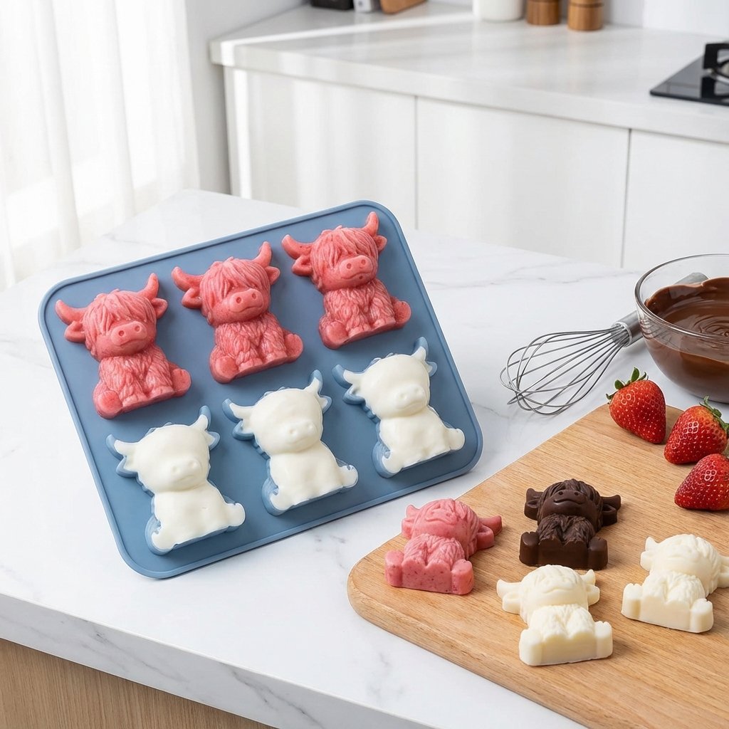 🐮 Mini isbitform av høylandsku – Søt 3D-is til drinker, fester og gave
