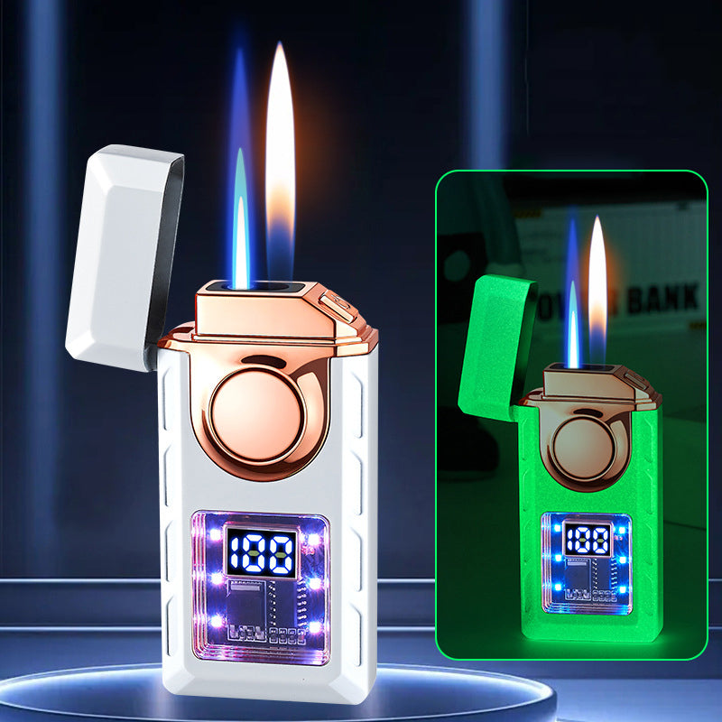 Multi-Functional Dual Flame Lighter with Colored Lights