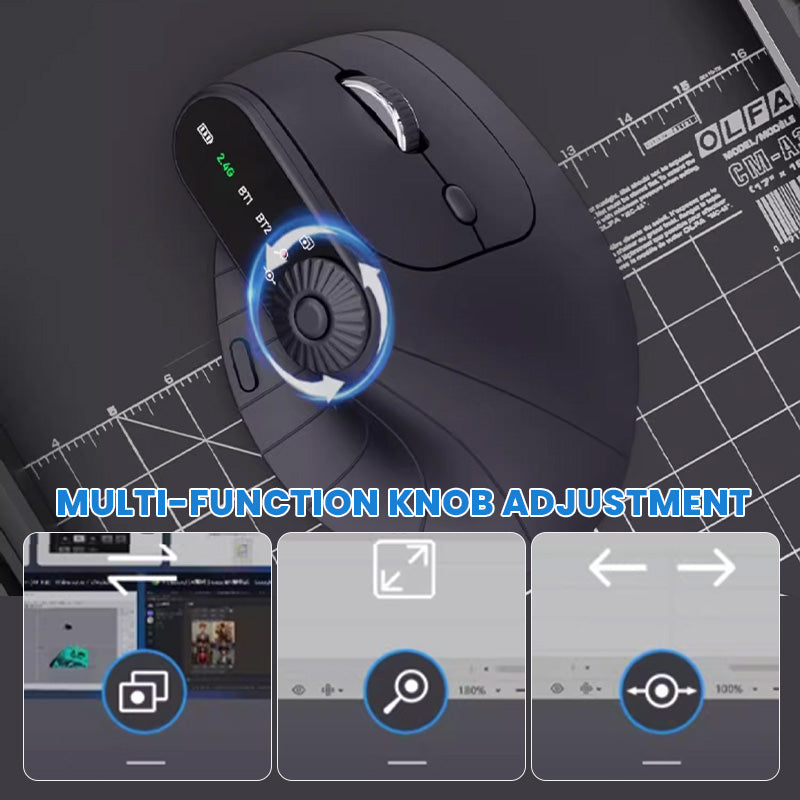 Multi-Device Bluetooth Ergonomic Mouse with Knob