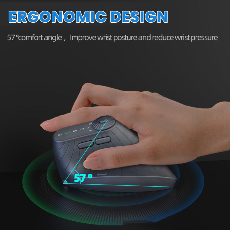 Multi-Device Bluetooth Ergonomic Mouse with Knob