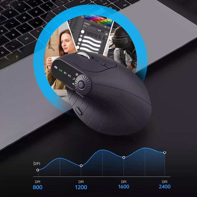 Multi-Device Bluetooth Ergonomic Mouse with Knob