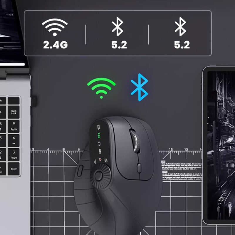 Multi-Device Bluetooth Ergonomic Mouse with Knob