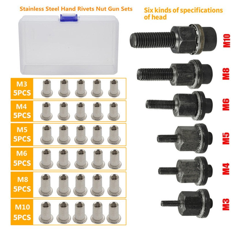 Threaded Insert Nut Rivet Nuts Set with Flat Head