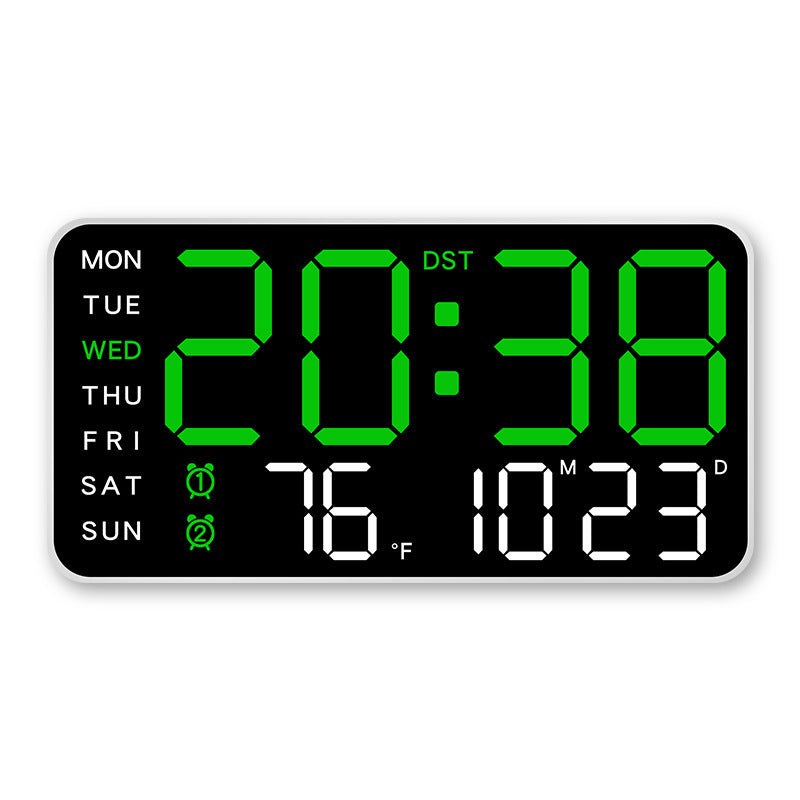 Stor digital veggklokke med LED-skjerm, datovisning og termometer, perfekt gave til eldre, dekorasjon til stue og soverom