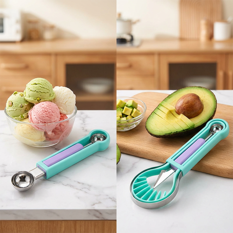 🍉 Få 50 % rabatt nå! 3-delt sett for frukt og meloner – for utskjæring, forming og dekorering – i rustfritt stål, kompakt oppbevaring, komfortabel å holde – spesielt egnet for honningmelon, vannmelon og myke frukter 🍓