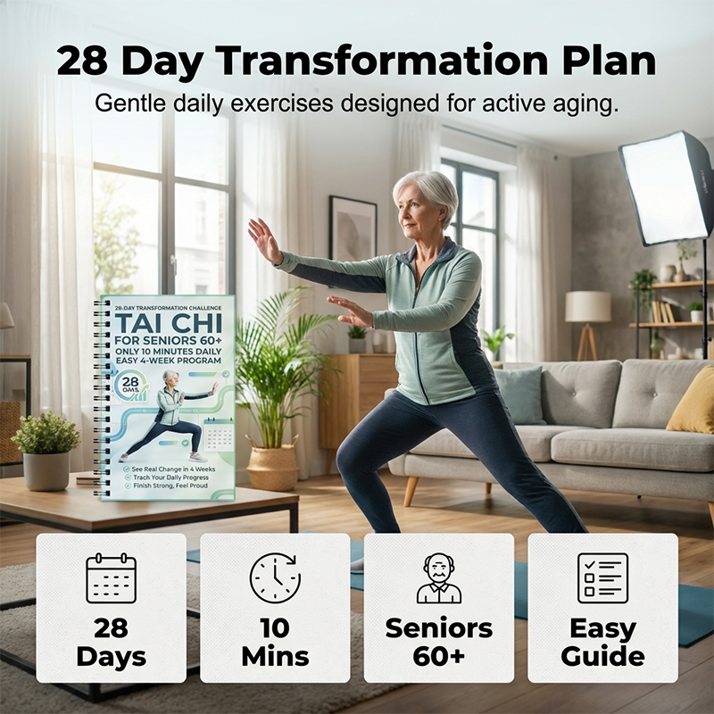 📘 50 % RABATT NÅ! 🧘 Tai Chi-øvingsbok for eldre og nybegynnere – 28-dagers program, 10-minutters daglige øvelser og nybegynnervennlige bevegelser – perfekt for styrke, balanse og avslapning 🌿