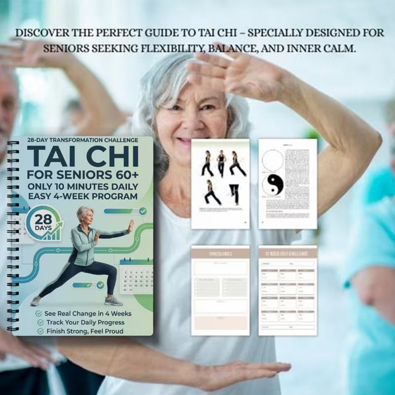 📘 50 % RABATT NÅ! 🧘 Tai Chi-øvingsbok for eldre og nybegynnere – 28-dagers program, 10-minutters daglige øvelser og nybegynnervennlige bevegelser – perfekt for styrke, balanse og avslapning 🌿