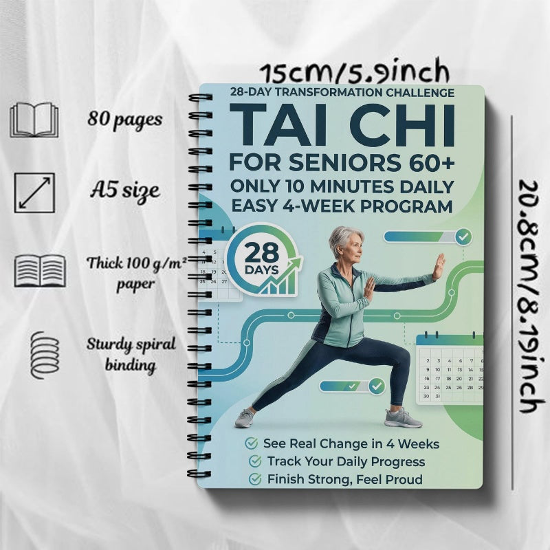 📘 50 % RABATT NÅ! 🧘 Tai Chi-øvingsbok for eldre og nybegynnere – 28-dagers program, 10-minutters daglige øvelser og nybegynnervennlige bevegelser – perfekt for styrke, balanse og avslapning 🌿